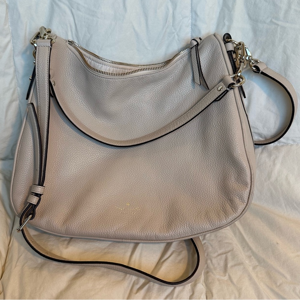 Kate Spade Pebbled Cream Leather Hobo Shoulder Bag